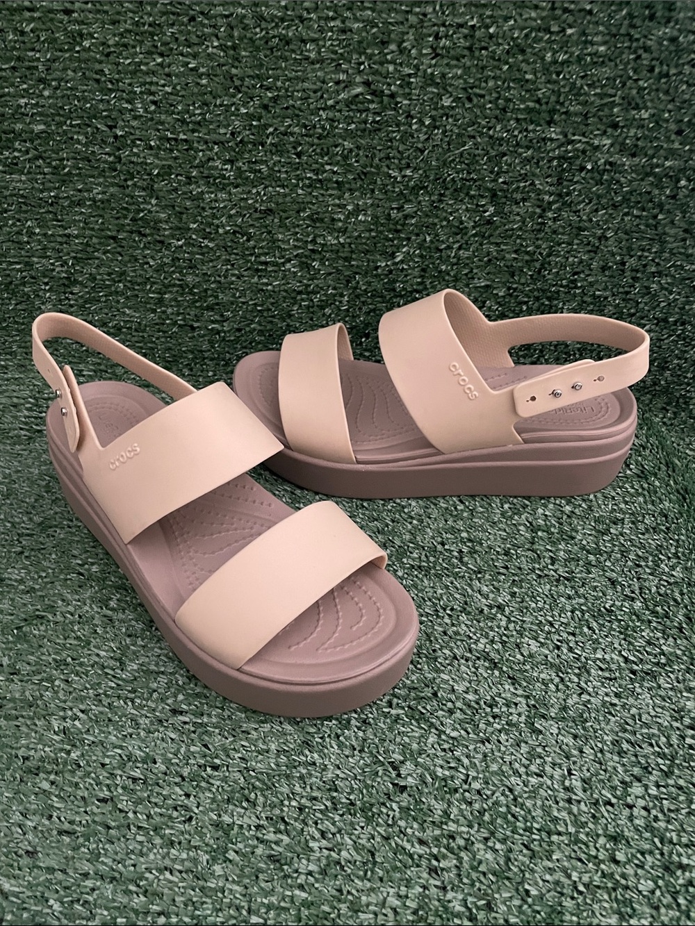 CROCS Women's Beige Platform Sandals - Picture 2 of 10